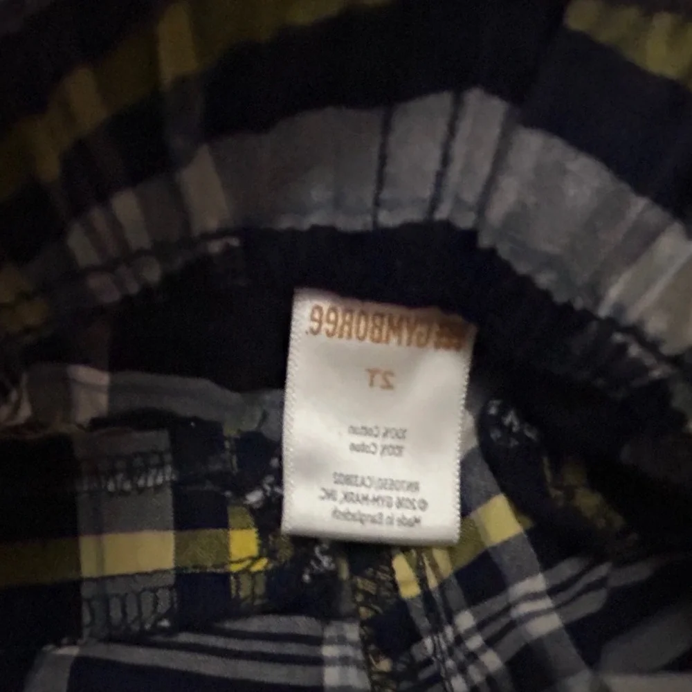 Gymboree Boys kidcorePlaid Shorts Navy Blue Yellow White Elastic Waist Size 2T